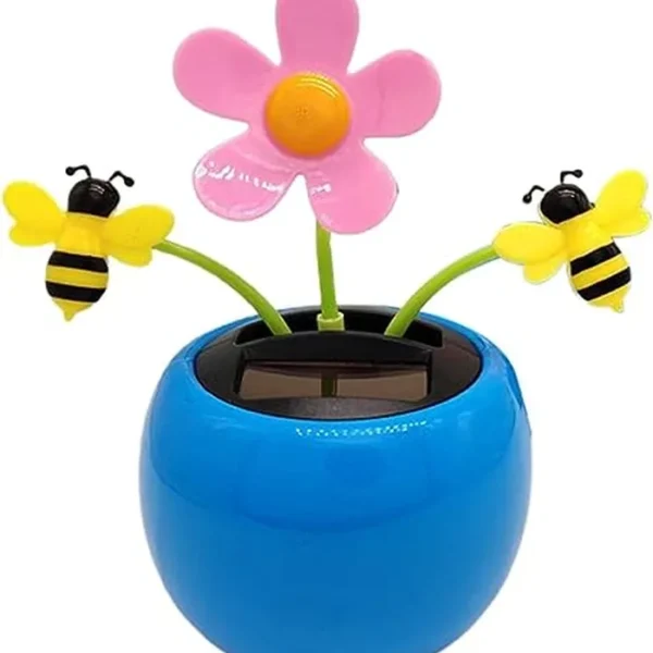 Decoración azul para tablero de automóvil, decoración de automóvil con flores, juguete solar para tablero de automóvil, girasol bailarín alimentado por energía solar para automóvil, hogar,