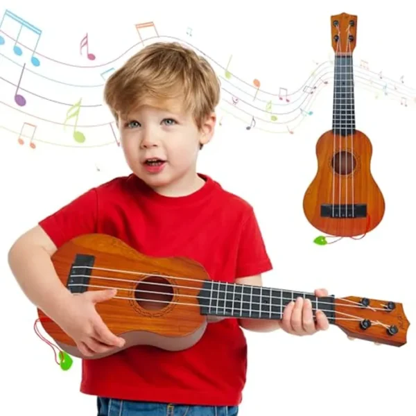 Ukelele de juguete para niños, guitarra clásica de 17 pulgadas, juguete musical de guitarra de 4 cuerdas, juguete educativo de aprendizaje para niños pequeños y preescolares