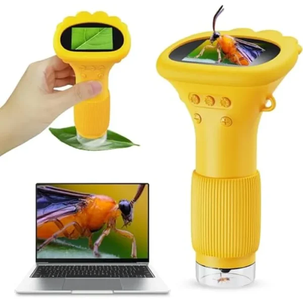 Microscopio de bolsillo portátil para niños, pantalla de 2 pulgadas, mini microscopios de mano con zoom de 200X, ajuste de luz, 3 niveles, regalos de cumpleaños de Navidad para niños de 3 a 8 años | 8