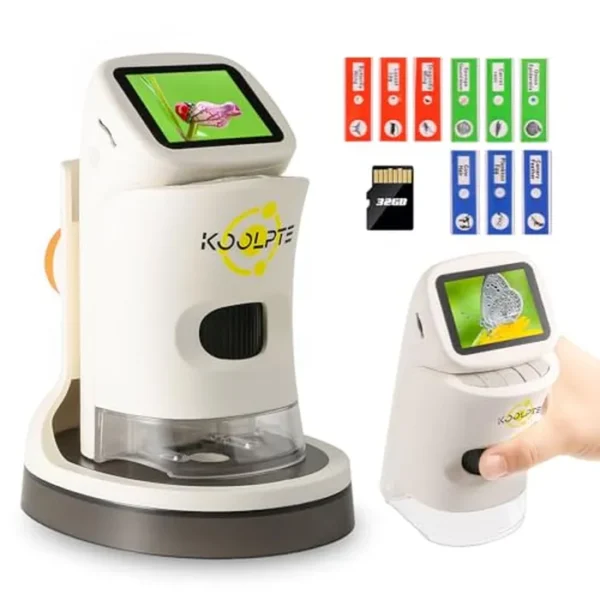 Microscopio para niños, microscopio de bolsillo HD 1000X para niños, mini micrscope de pantalla LCD de 2.1 pulgadas para niños de 8 a 12 años, mini telescopio de ciencia, minitelescopio de mano,