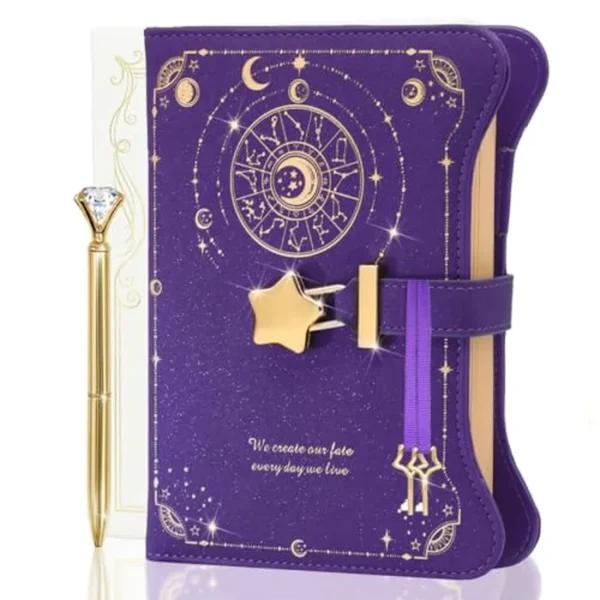 Diario con cerradura y llaves para niñas y mujeres, diario de bloqueo para ideas de regalo con caja de regalo, bolígrafo y marcador, diario para mujeres con 360 páginas de papel kraft, cuaderno