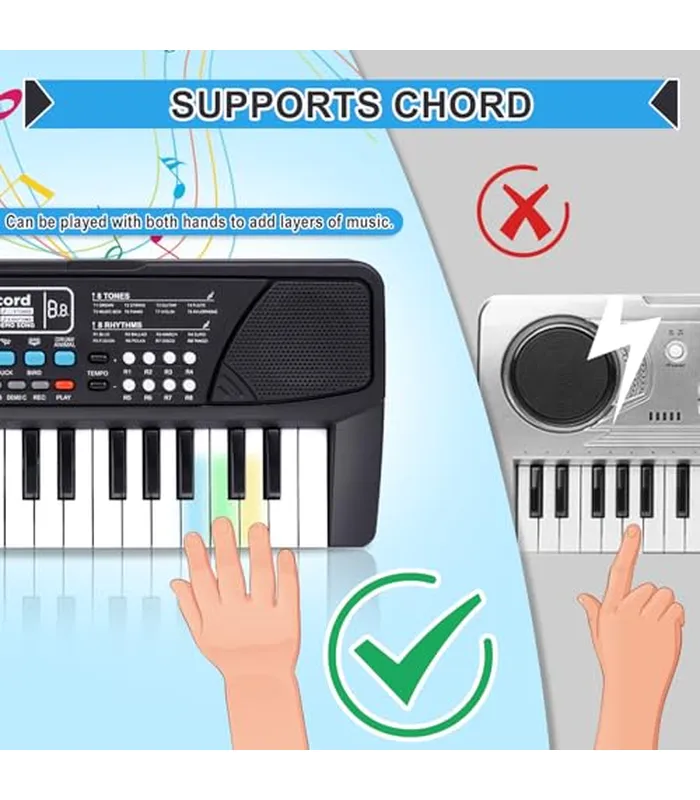 B0D93FVTQV04 M SANMERSEN Teclado de piano mejorado para niños, 37 teclas con micrófono, juguetes musicales, regalos de cumpleaños para niños y niñas de 3, 4, 5, 6 años, color negro