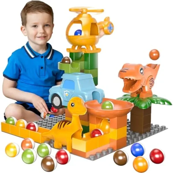Carreras de mármol para niños de 4 a 8 años, juguetes de dinosaurio, juguetes de construcción STEM Montessori, compatibles con todas las principales marcas de bloques de construcción para niños