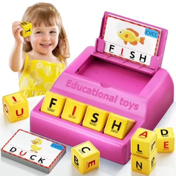 Montessori - Juego de cartas a juego para niños de 3 a 8 años | Juguetes educativos de ortografía de aprendizaje con función de almacenamiento | Regalos de cumpleaños de Navidad para niños y niñas de