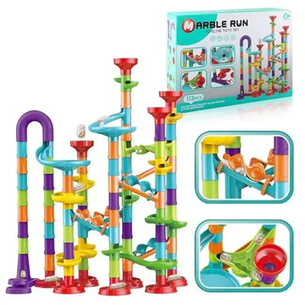 Juego compacto de Marble Run, juguete de aprendizaje STEM, juguetes de bloques de construcción de construcción, carreras de mármol para niños de 4 a 8 años