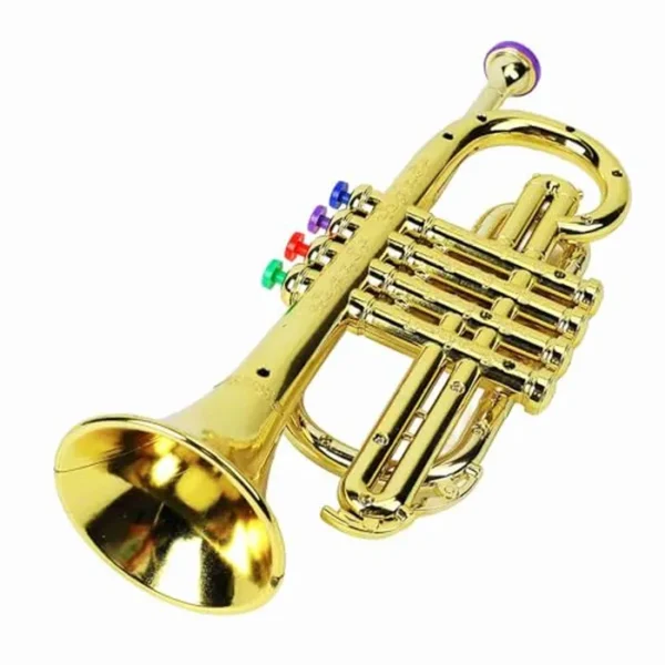 Juguete de trompeta para niños, codificación de colores, juguete educativo de trompeta para niños, entrenamiento de coordinación, 4 teclas coloridas, musical para tocar, Oro