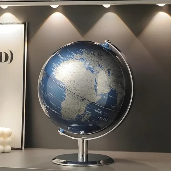 Globo del mundo con soporte de acero inoxidable, globo de escritorio moderno de 8 pulgadas para decoración educativa en casa, oficina, escritorio, estantería, regalo tecnológico genial para hombres de