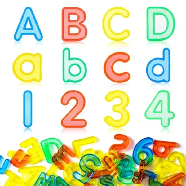 66 letras y números translúcidos – Letras de plástico del alfabeto para niños – Ideal para actividades de mesa ligera, conteo y diversión de ortografía