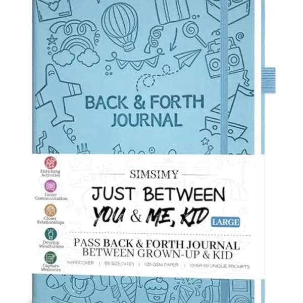 Just Between You and Me Kid Journal - A Back & Forth Journal for Grown-Up & Kid / Parent & Child to Strengthen Bond, Build Communication, and Share Memories, Interactive Writing Prompts for Kids & Adults, Gift for Girls Boys, 7"X10"-Light Blue