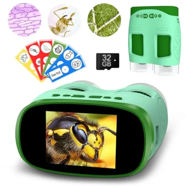 Microscopio recargable HD 1000X para niños 4K LCD de 2 pulgadas, con función de telescopio de cámara, regalo educativo para edades de 4 a 12 años, perfecto para exploración en interiores y exteriores