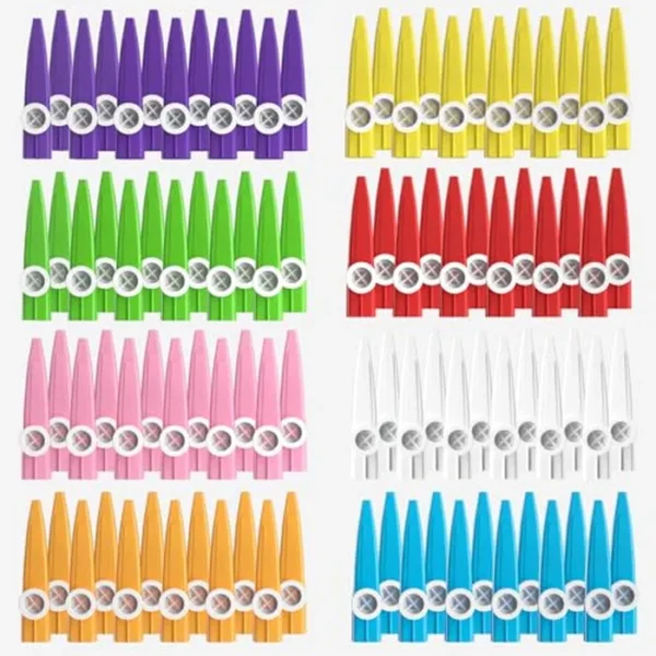 64 piezas de 8 colores de plástico Kazoos para niños a granel, fiesta de cumpleaños para niños, regalos a granel, premios de juegos de premios educativos para la primera infancia, aulas