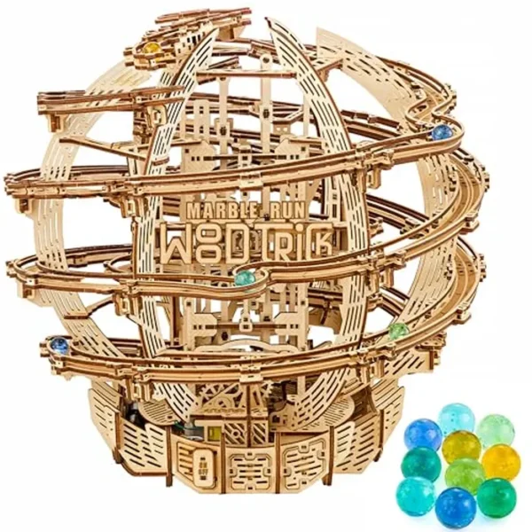 Wood Trick Wooden Marble Run Electric Motorized - Rompecabezas de madera 3D para adultos y niños para construir - 17 x 16 - Kits de modelo de laberinto de mármol de madera para adultos y adolescentes