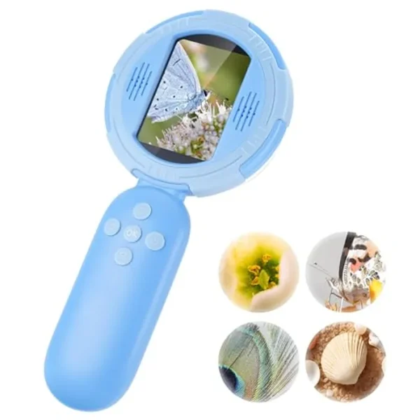 Microscopio de mano para niños, mini microscopio digital para niños con pantalla de 2 pulgadas, ciencia educativa de geología para niños de 4, 5, 6, 7, 8 años, niñas y niños
