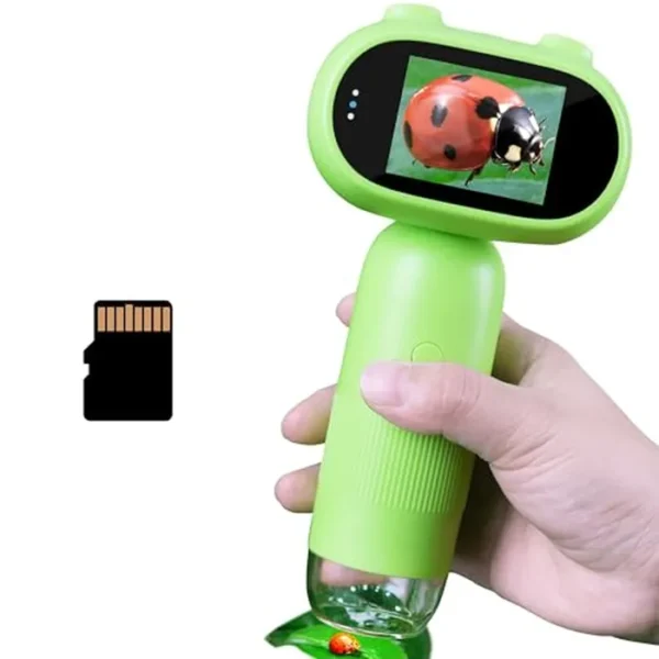 GreenPeek Microscopio para niños con pantalla de 2 pulgadas, 1000 x bolsillo portátil digital para niños, tarjeta de 16 GB, kit de ciencia educativa para niños, regalo para niños de 4 a 12