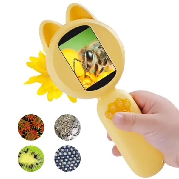 Microscopio Mia para niños, mini microscopio digital con pantalla IPS de 2 pulgadas, kit de juguete educativo de ciencia de mano, regalos de Navidad/cumpleaños para niños de 3-6,7-12 años