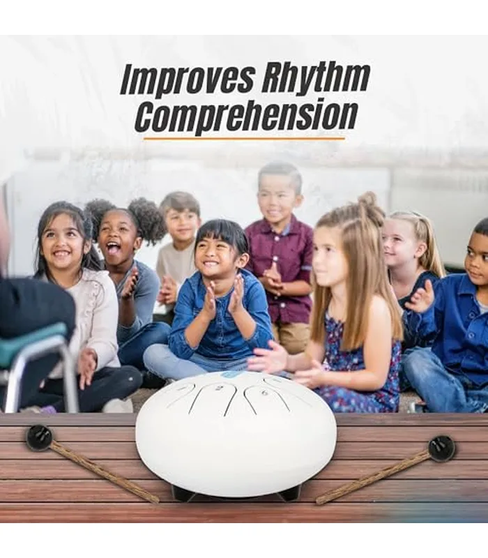 B0DP7VJ2RR05 Juego de tambores de lengua para niños, tambor de lluvia para niños, tambores de lengua de acero para ritmo, aprendizaje y diversión, tambor de metal con sonido de lluvia, sartén de mano para