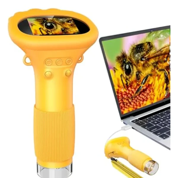 Microscopio para niños, kit de ciencia educativa, lupa portátil de mano, microscopios digitales macro de enfoque fijo para niños de hasta 1000 aumentos, zoom 4X, aprendizaje interactivo, a partir de 3
