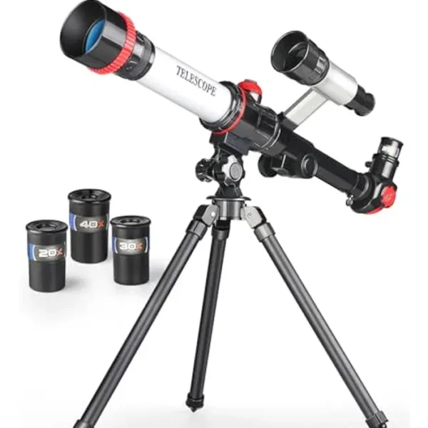 Telescopio para niños, telescopio para niños, astronomía para principiantes, juguete espacial para niños, planetas refractores nacionales, observación de estrellas, incluye 3 oculares con