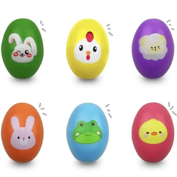 Paquete de 6 huevos de madera de Pascua, agitadores musicales de percusión para niños y niñas, rellenos de cesta de Pascua, regalos