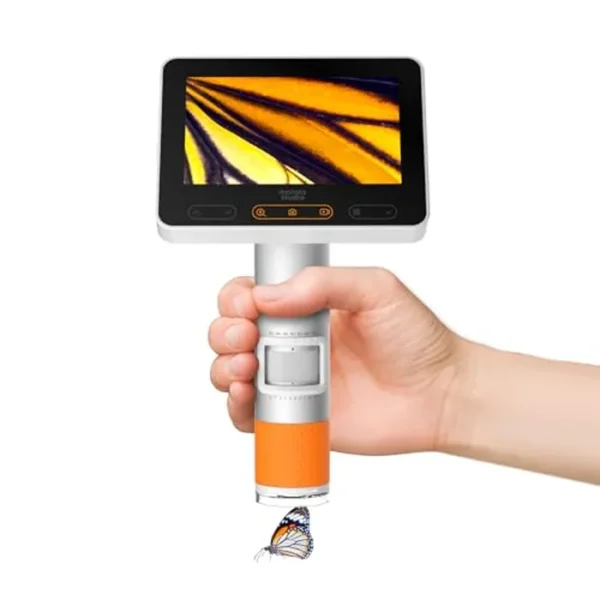 MX2-A Microscopio de mano para niños, microscopio digital portátil 100-1600X con pantalla LCD 1080P de 4.3 pulgadas, microscopios educativos USB inalámbricos MatataStudio para niños y adultos