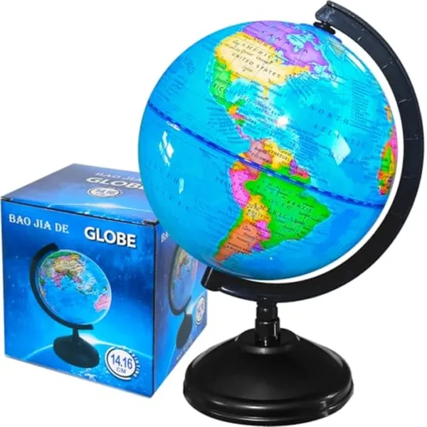 Globo de mundo geográfico de 6 pulgadas, globos educativos para niños con soporte, decoración de globos decorativos giratorios del mundo, globo político para niños, aula, enseñanza de geografía