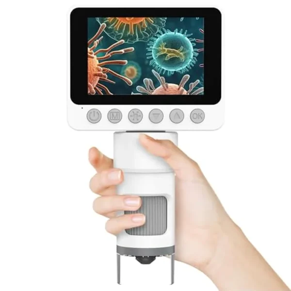 Microscopio digital portátil de mano para niños, microscopios 1000X con lupa de bolsillo de pantalla de 3.5 pulgadas para monedas, joyería, ciencia, aprendizaje, minicroscopio labster con luz LED para