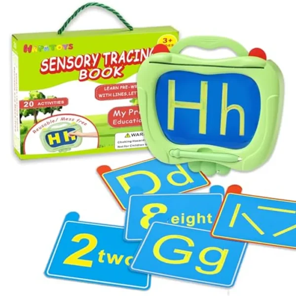 Actividades de aprendizaje sensorial preescolar para niños: almohadilla reutilizable para trazado de letras y números para niños de 3 a 5 años - ABC Handwriting Practice Juguetes sensoriales para