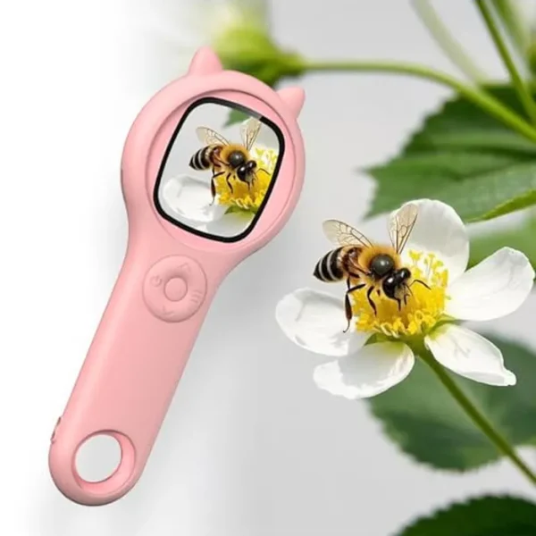 Microscopio para niños, microscopio digital de mano de 2 pulgadas para niños, aumento y cámara de 200x, mini lupa portátil con imágenes HD 1080P para niños de 3 a 12 años (rosa)