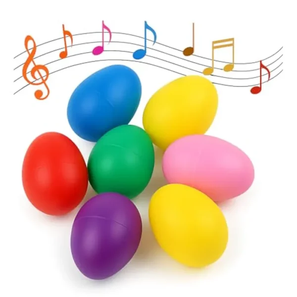 GIFTEXPRESS 18 piezas de cocteleras de huevos de Pascua para niños, maracas musicales de percusión coloridas para niños pequeños, juguetes sensoriales para bebés, rellenos de cesta de Pascua
