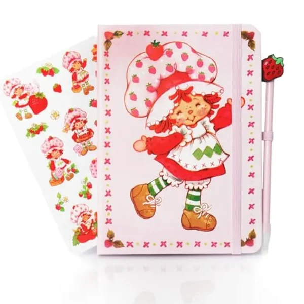 Juego de diario de tartas de fresa con bolígrafo y calcomanías perfumadas, accesorios de tartas de fresa, kit de diario, regalo de cumpleaños para niñas de 8 años, diario para niñas, kit de diario,
